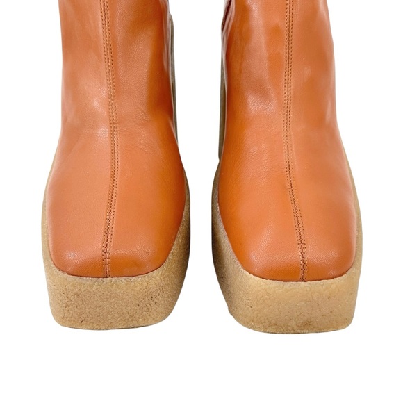 Stella McCartney Skyla Stretch Brown Vegan Leather Chunky Platform Ankle Boots - Picture 5 of 14